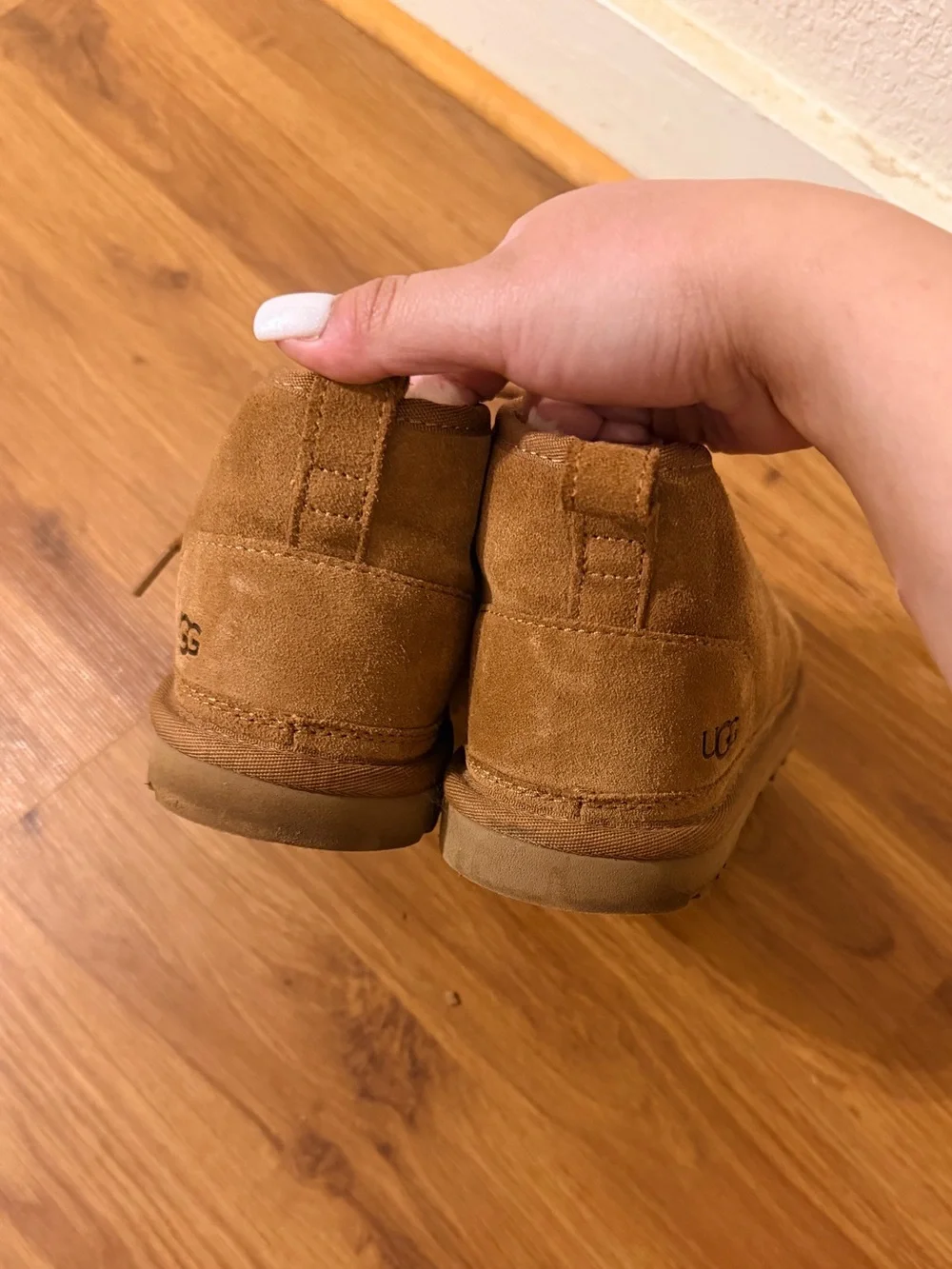 UGG Chestnut Suede Shearling-Lined Lace-Up Boot- Neumel